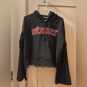 Blackcraft Cult Sinner Patch - Wide Sleeve Crop Hoodie